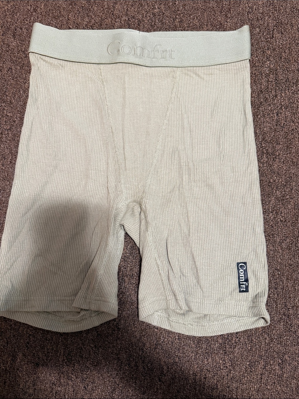 Comfort Women’s Beige Bike Shorts – Ribbed Stretch Fit